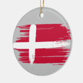 ブラッシュストロークデンマーク国旗 セラミックオーナメント (左)