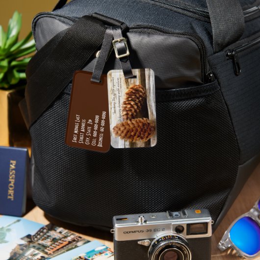 ブラッシュストロークパインコーンデジタルアートカスタム ラゲッジタグ (正面&裏面)