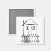 ブラッシュストロークホワイトピケットフェンスハウス マグネット (正面/裏面)