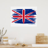 ブラッシュストロークUKユニオンジャック国旗 ポスター (キッチン)