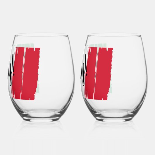 ブラッシュストロ芸術的ークのイタリア国旗 ステムなしワイングラス (左)
