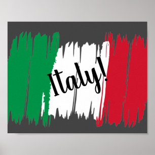 ブラッシュストロ芸術的ークのイタリア国旗 ポスター