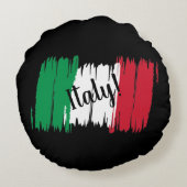 ブラッシュストロ芸術的ークのイタリア国旗 ラウンドクッション (裏面)