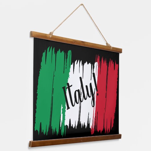 ブラッシュストロ芸術的ークのイタリア国旗 吊り下げ型タペストリー (傾斜あり)