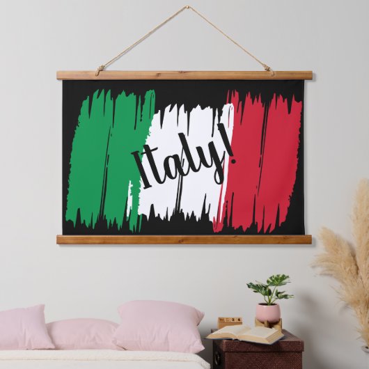 ブラッシュストロ芸術的ークのイタリア国旗 吊り下げ型タペストリー (寝室)