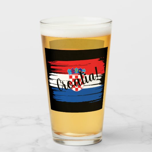 ブラッシュスト芸術的ロークロアチア国旗 タンブラーグラス (ドリンク正面)