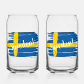 ブラッシュスト芸術的ロースウェーデン国旗 ガラス缶 (正面)