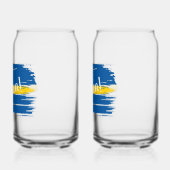 ブラッシュスト芸術的ロースウェーデン国旗 ガラス缶 (左)