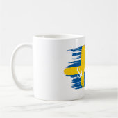 ブラッシュスト芸術的ロースウェーデン国旗 コーヒーマグカップ (左)