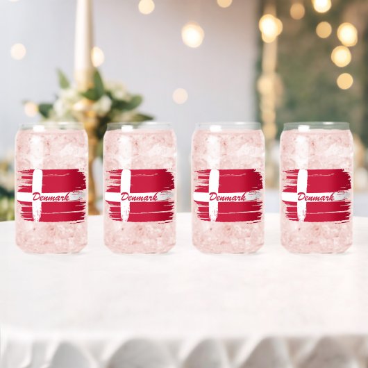 ブラッシュスト芸術的ローデンマーク国旗 ガラス缶 (インサイチュ (ウェディング))