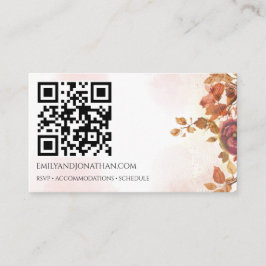 ブラッシュセピアの秋の結婚式ウェブサイトQRコードカード エンクロージャーカード