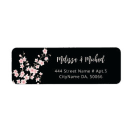 ブラッシュチェリーブロッサム ブラック|結婚式ラベル ラベル