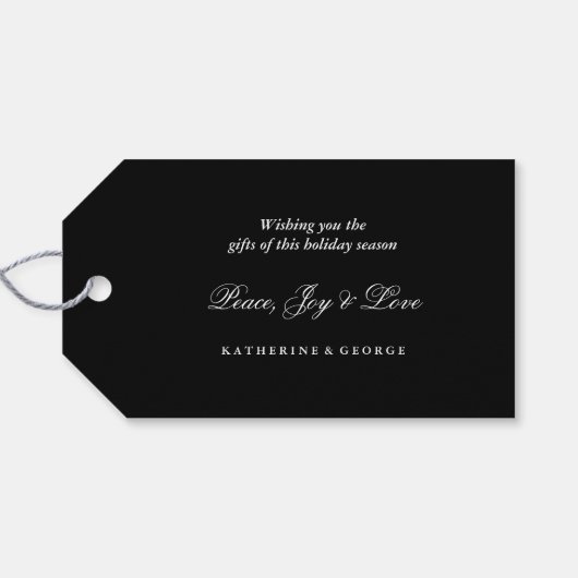 ブラッシュドカリグラフィジョイ金ゴールドグリッターシックホリデイ ギフトタグ (裏面横)