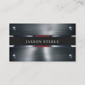 ブラッシュドメタルとバーガンディリベット 名刺 (正面)