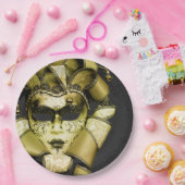 ブラッシュド金ゴールドマーディグラスマスカレード ペーパープレート (パーティー)