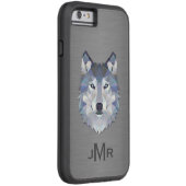 ブラッシュド鋼にウルフ金属効果モノグラム Case-Mate iPhoneケース (裏面/右)