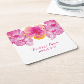 ブラッシュハイビスカスフローラ紙コースター スクエアペーパーコースター (アングル)