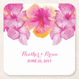 ブラッシュハイビスカスフローラ紙コースター スクエアペーパーコースター