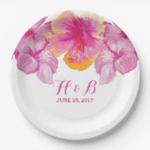 ブラッシュハイビスカス結婚フローラ紙プレート ペーパープレート (正面)