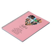 ブラッシュピンクのハート型の姉妹定義フォト5枚入りピロー ノートブック (左側)