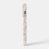 ブラッシュピンクの水彩花柄 iPhoneケース (左側面)