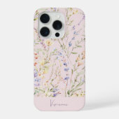 ブラッシュピンクの水彩花柄 iPhoneケース (裏面)