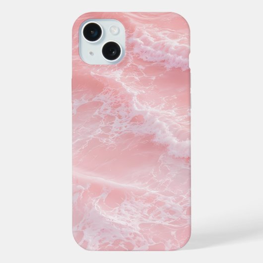 ブラッシュピンクの海の波 iPhoneケース (裏面)