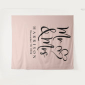 ブラッシュピンクの結婚式 タペストリー (正面(横))