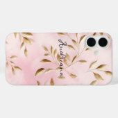 ブラッシュピンクゴールドリーフウェディング Case-Mate iPhoneケース (裏面 (横))