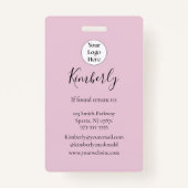 ブラッシュピンクスクリプトロゴフォトメイクアップ バッジ (裏面)