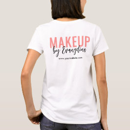 ブラッシュピンクブラックスクリプトロゴメイクアップ従業員 Tシャツ