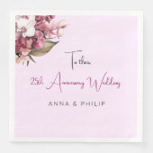 ブラッシュピンクモダンフローラミニマ結婚リストのナプキン (正面)