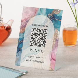 ブラッシュピンク ゴールド Venmo 支払いQRコード 台座サイン