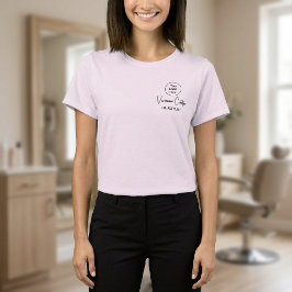ブラッシュピンク スクリプト ロゴ ヘアサロン スタッフ Tシャツ