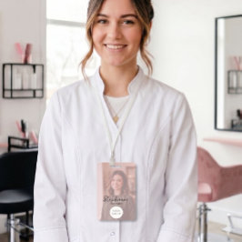 ブラッシュピンク スクリプト ロゴ 写真 ヘアー バッジ