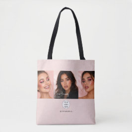 ブラッシュピンク スクリプト ロゴ 写真 メイク スタジオ トートバッグ