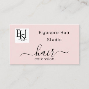 ブラッシュピンク スクリプト ロゴ QRコード ヘアエクステンション 名刺