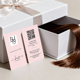 ブラッシュピンク スクリプト ロゴ QRコード ヘアエクステンション 名刺