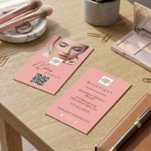 ブラッシュピンク スクリプト ロゴ QRコード 写真 メイクアップ