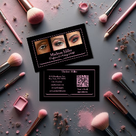 ブラッシュピンク ブラック ソーシャルアイコン QRコード 写真 メイクアップ 名刺