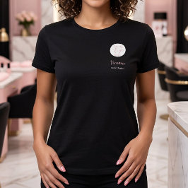 ブラッシュピンク ブラック 従業員名 ビジネス ロゴ サロン Tシャツ