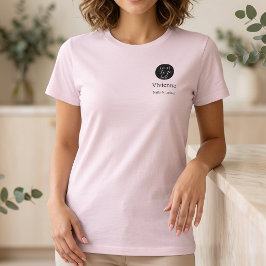 ブラッシュピンク ブラック 従業員名 ビジネス ロゴ サロン Tシャツ