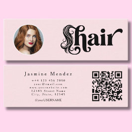 ブラッシュピンク ヘアスタイリスト 写真 QR スキニー名刺