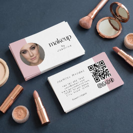 ブラッシュピンク ホワイト 写真 MUA QRコード ソーシャルアイコン  名刺
