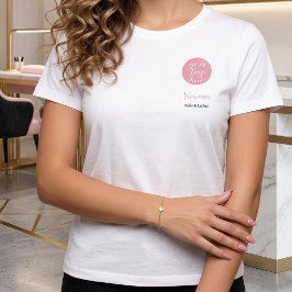 ブラッシュピンク ホワイト 従業員名 ビジネス ロゴ サロン Tシャツ