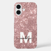 ブラッシュピンク ローズゴールド ギラギラ 名前 モノグラム Case-Mate iPhoneケース (裏面)