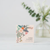 ブラッシュピンク | Boho フローラル スクエア名刺 (スタンド正面)
