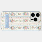 ブラッシュブルーの花のモノグラム Case-Mate iPhoneケース (裏面 (横))