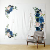 ブラッシュブルーの花の誕生日フォトブース小道具 タペストリー (インサイチュ(横))