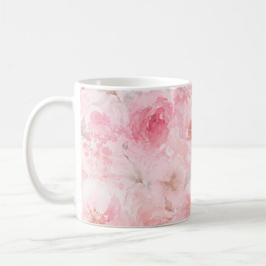 ブラッシュブルーム水彩フラワー コーヒーマグカップ (左)